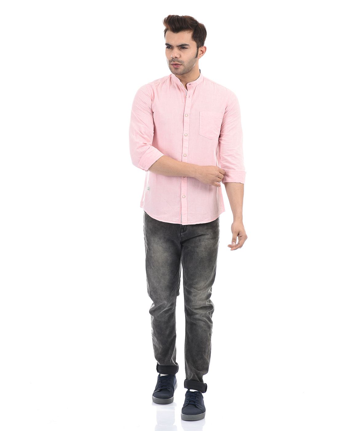 Pepe Jeans Men Casual Wear Pink Solid Shirt